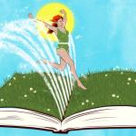 whimsical illustration of a summer book
